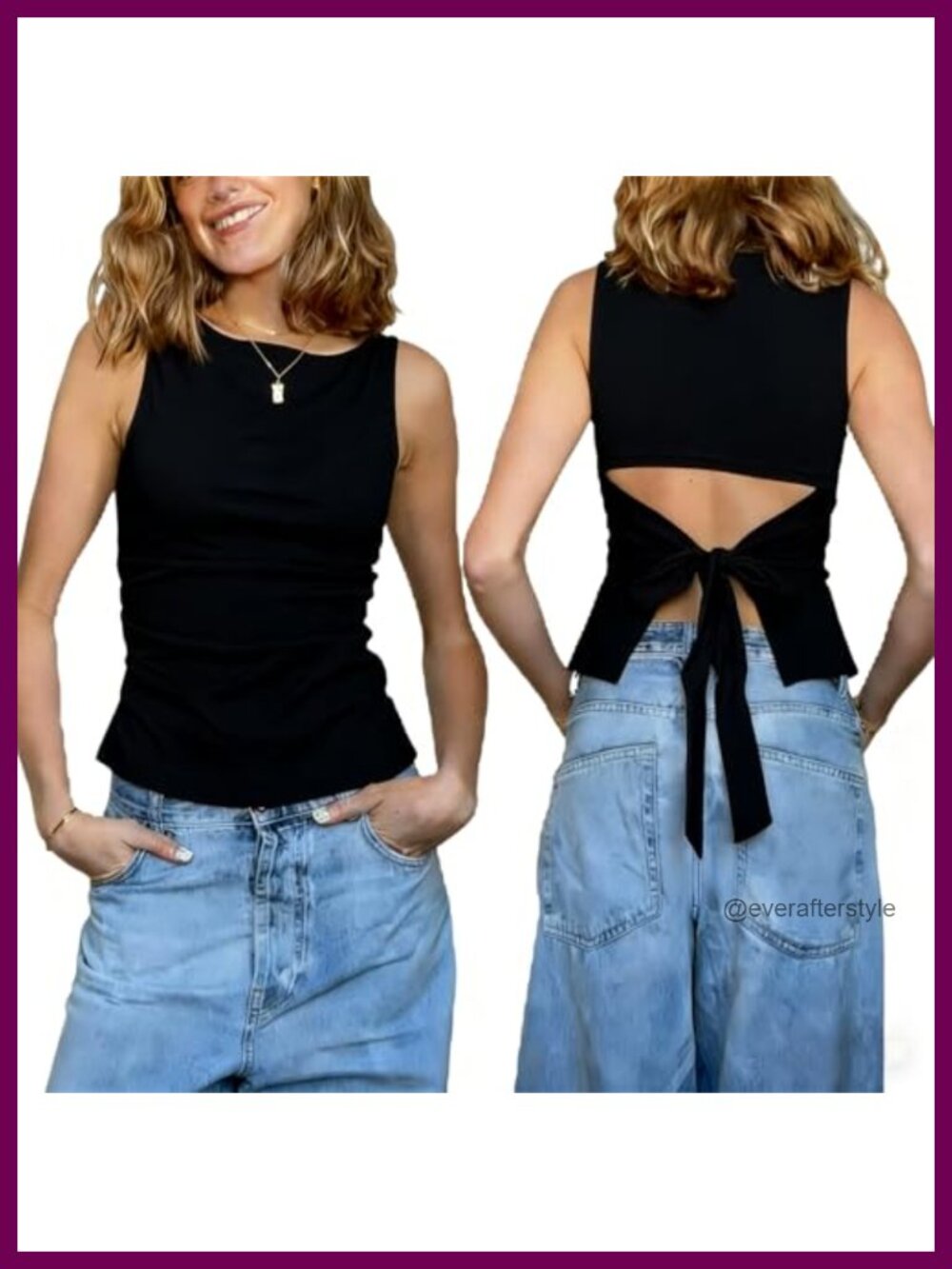 Y2K Boat Neck Sleeveless Slim Fitted Side Ruched Tie Back Tank Top